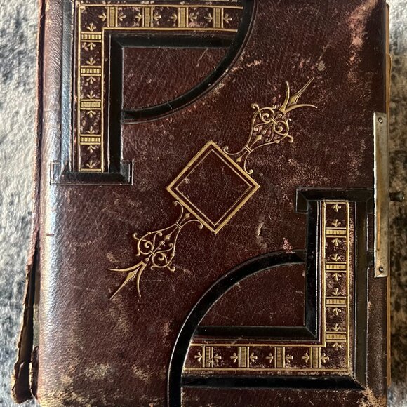 Antique Victorian Photo Album – 1888 – With Tintypes & Collector Cards - Picture 1 of 6